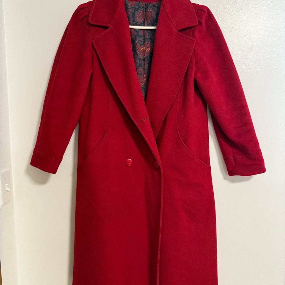 Women's Red Long Trench Coat